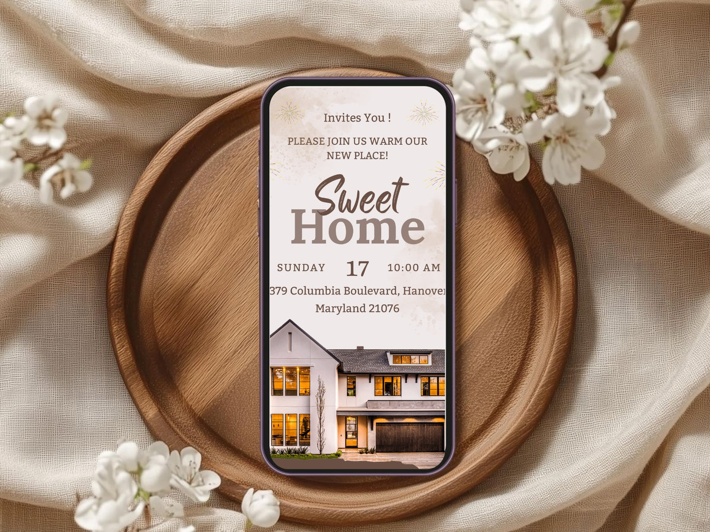 Elegant Housewarming Card – Sophisticated New Home Invitation – Printable Template