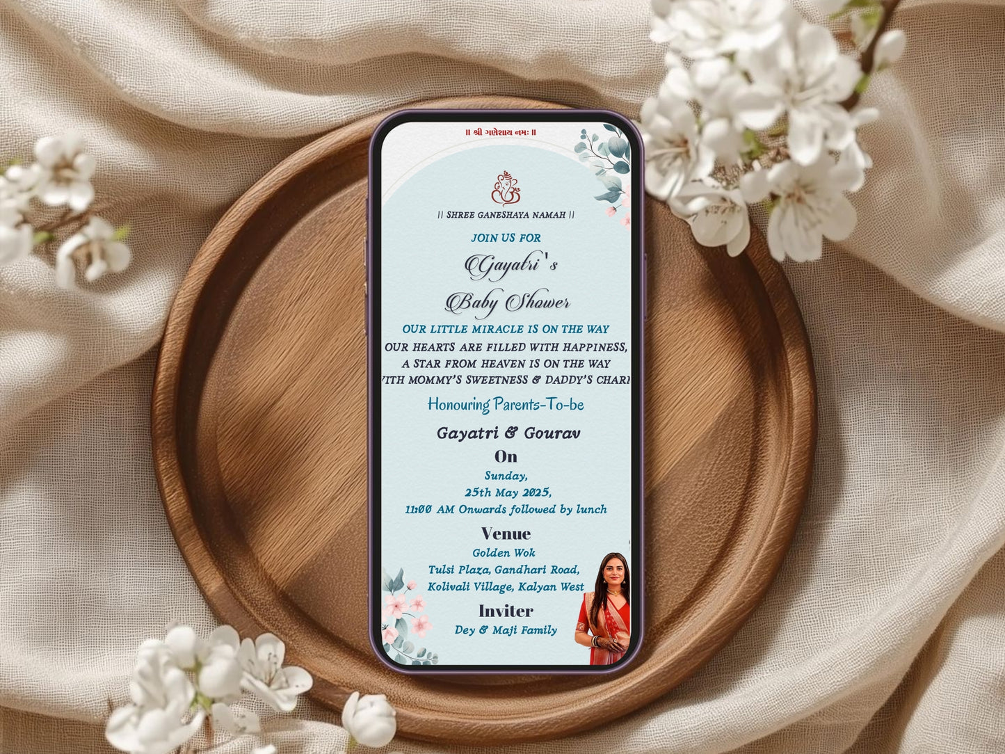 Floral Elegant Baby Shower Invitation – Sophisticated Baby Shower Card – Printable Template