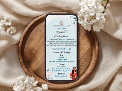 Floral Elegant Baby Shower Invitation – Sophisticated Baby Shower Card – Printable Template