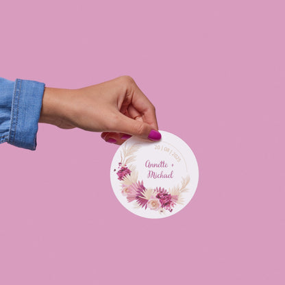 Floral Simple Sticker Design | Minimal Botanical Logo Sticker | Elegant Wedding Favor & Small Business Packaging Label