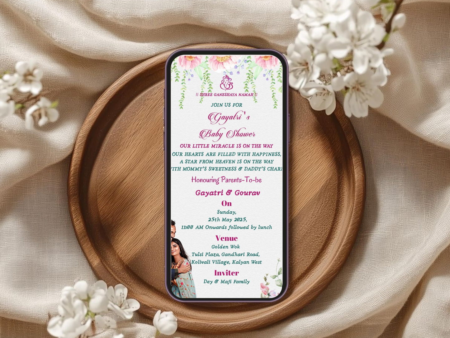 Floral Elegant Housewarming/Baby Shower Card – Sophisticated Floral Invitation – Printable Template