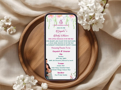 Floral Elegant Housewarming/Baby Shower Card – Sophisticated Floral Invitation – Printable Template