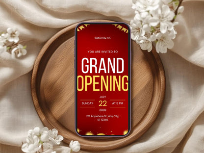 Minimal Grand Opening Card Template | Modern Simple Business Launch Invitation | Printable & Editable Design