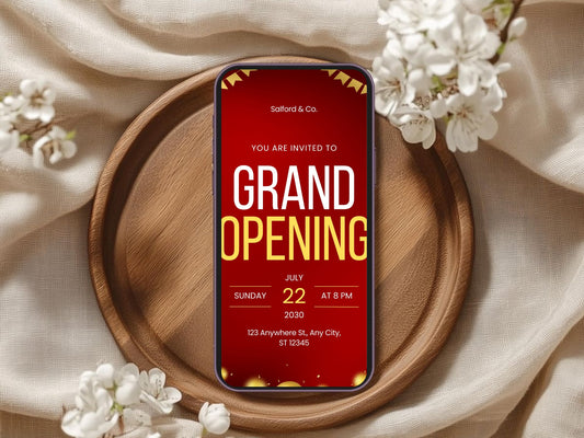 Minimal Grand Opening Card Template | Modern Simple Business Launch Invitation | Printable & Editable Design
