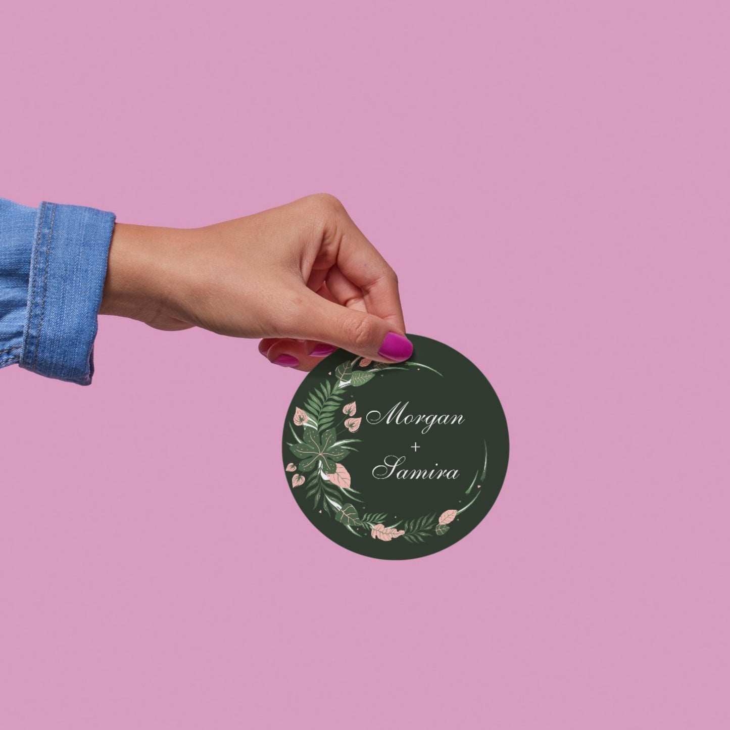 Simple Elegant Floral Sticker Design | Minimal Botanical Custom Logo Sticker | Wedding Favor & Premium Business Packaging Label