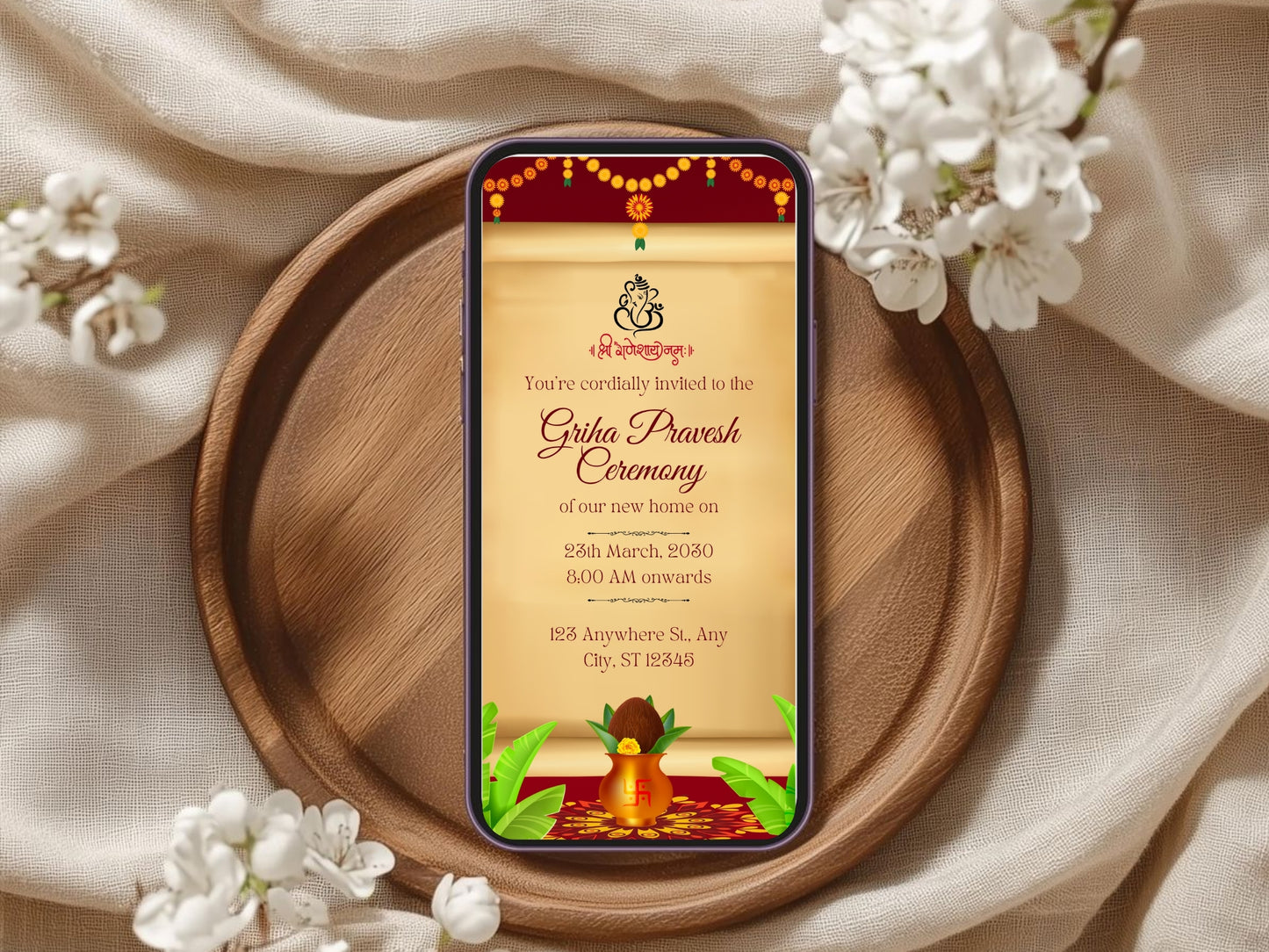 Royal Theme Vastu Pujan Card – Elegant Luxury Invitation