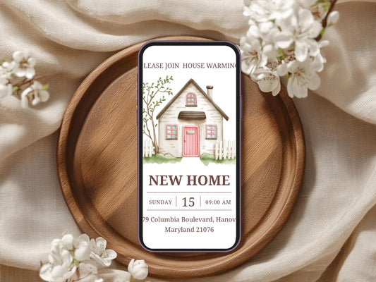 Simple Elegant Housewarming Card – Minimal New Home Invitation – Printable Template
