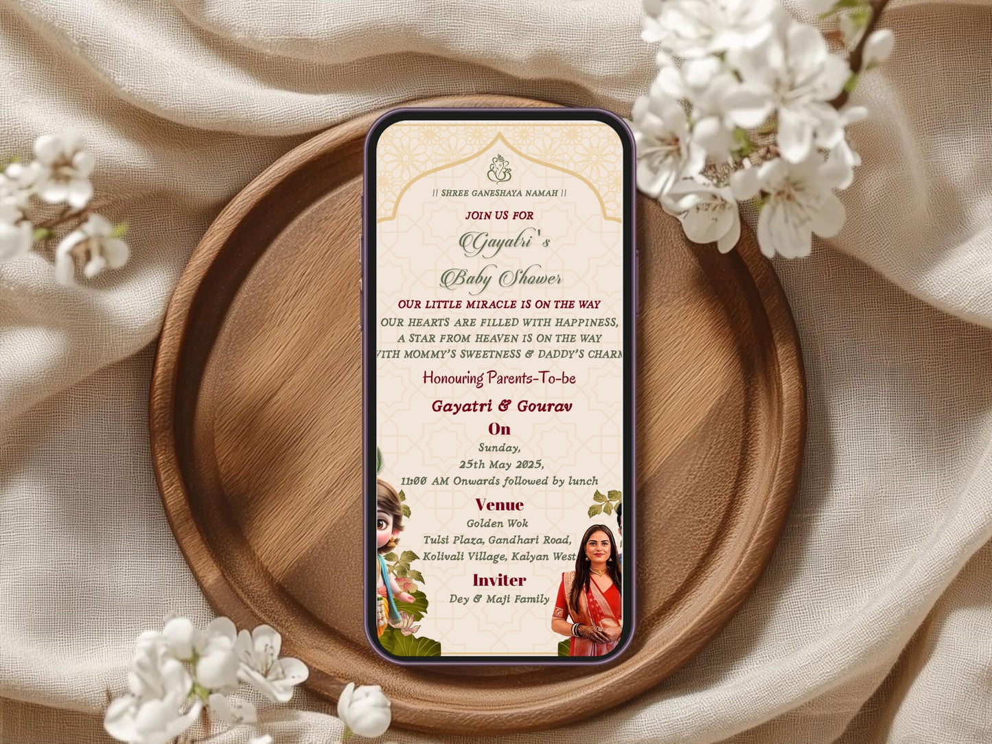 Royal Theme Baby Shower Card Design | Elegant & Luxurious Invitation