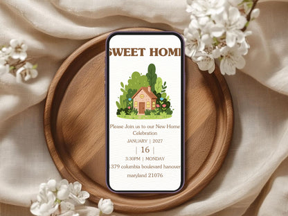 Simple and Elegant Housewarming Card – Minimal New Home Invitation – Printable Template