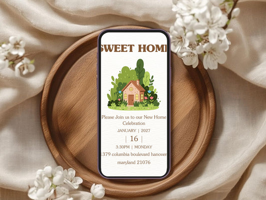Simple and Elegant Housewarming Card – Minimal New Home Invitation – Printable Template