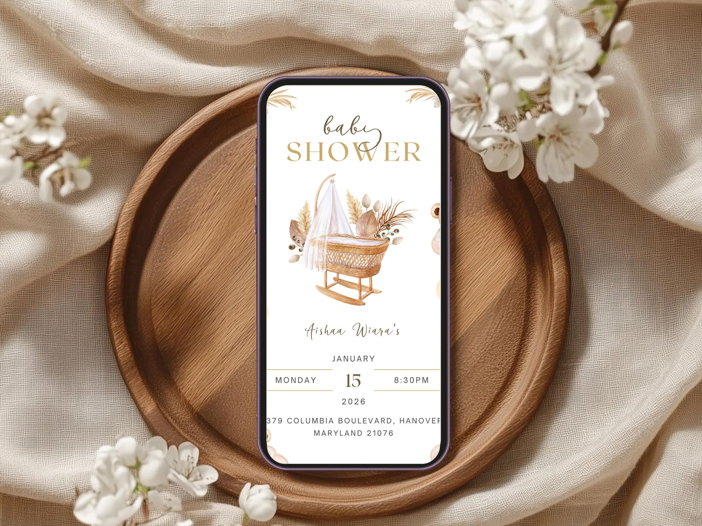 Baby Bear Baby Shower Card – Cute & Elegant Teddy Bear Greeting Card