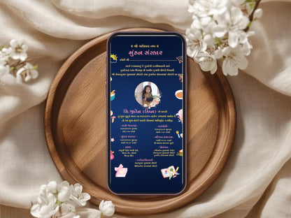 Dark Theme Mundan Sanskar Invitation | Elegant Hindu Baby Ceremony Digital Invite