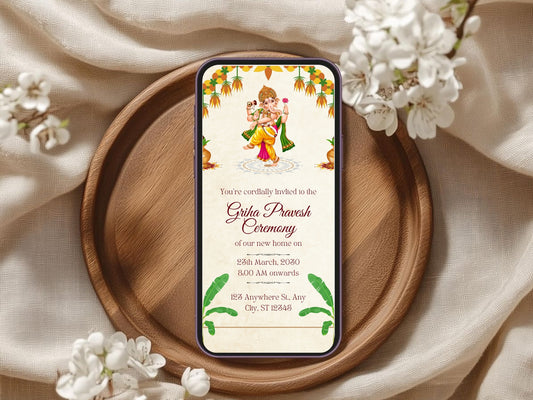 Royal Theme Vastu Pujan Card – Elegant Luxury Invitation