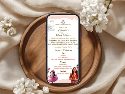 Krishna Theme Baby Shower Invitation – Cute Hindu Baby Shower Card – Printable Template