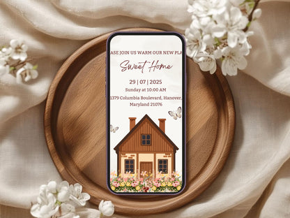 Watercolor Housewarming Card – Elegant New Home Greeting Card – Printable Template