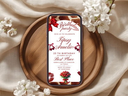 Red Theme Birthday Invitation Card – Bold & Elegant Party Invite