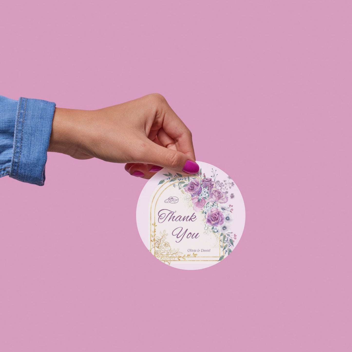 Royal Floral Theme Sticker Design | Luxury Gold Botanical Logo Sticker | Premium Wedding Favor & Business Packaging Label