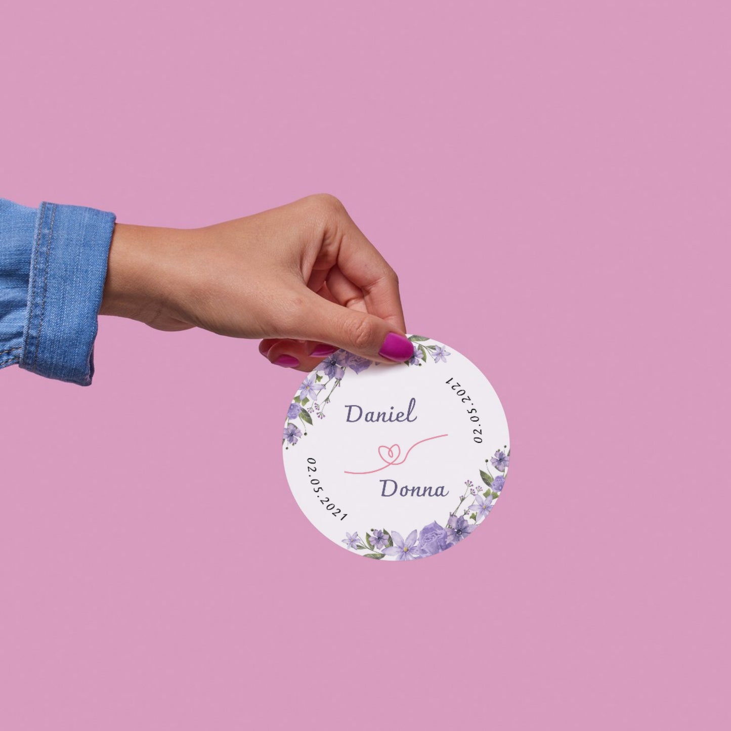 Simple Floral Sticker Design | Minimal Botanical Logo Sticker | Wedding Favor & Small Business Packaging Label