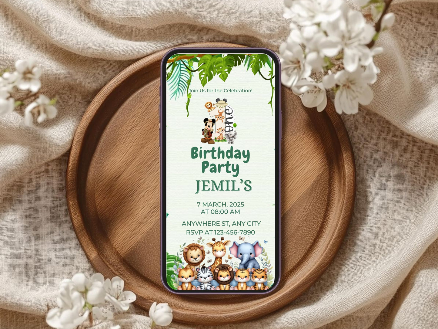 Animal Jungle Theme Birthday Invitation Card Design for Kids