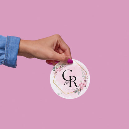 Simple Elegant Floral Sticker Design | Minimal Botanical Custom Logo Sticker | Wedding Favor & Premium Packaging Label