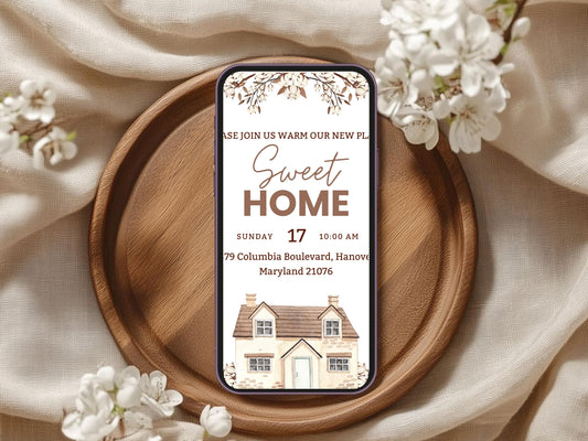 Elegant Floral Housewarming Card – Sophisticated New Home Invitation – Printable Template