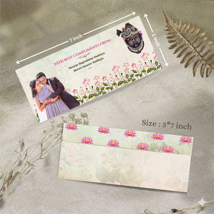 Personalized Sagun Cover with Photo, Shreenathji & Flower Theme