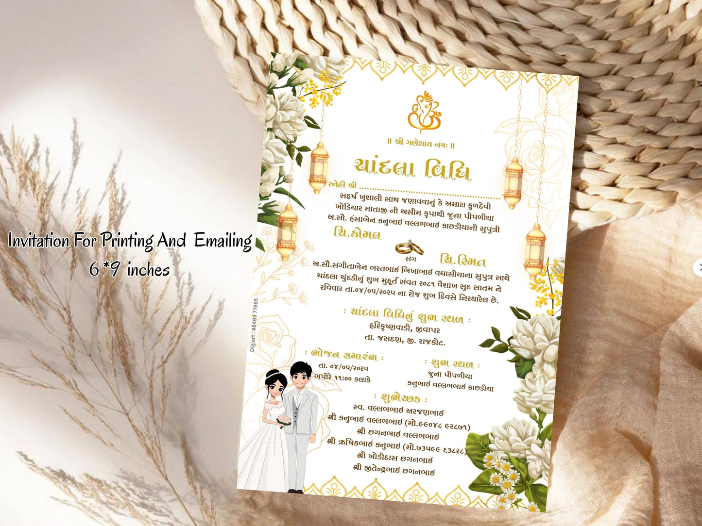 Elegant Floral Theme Chandla Vidhi Card Design in English | Premium Traditional Wedding Invitation