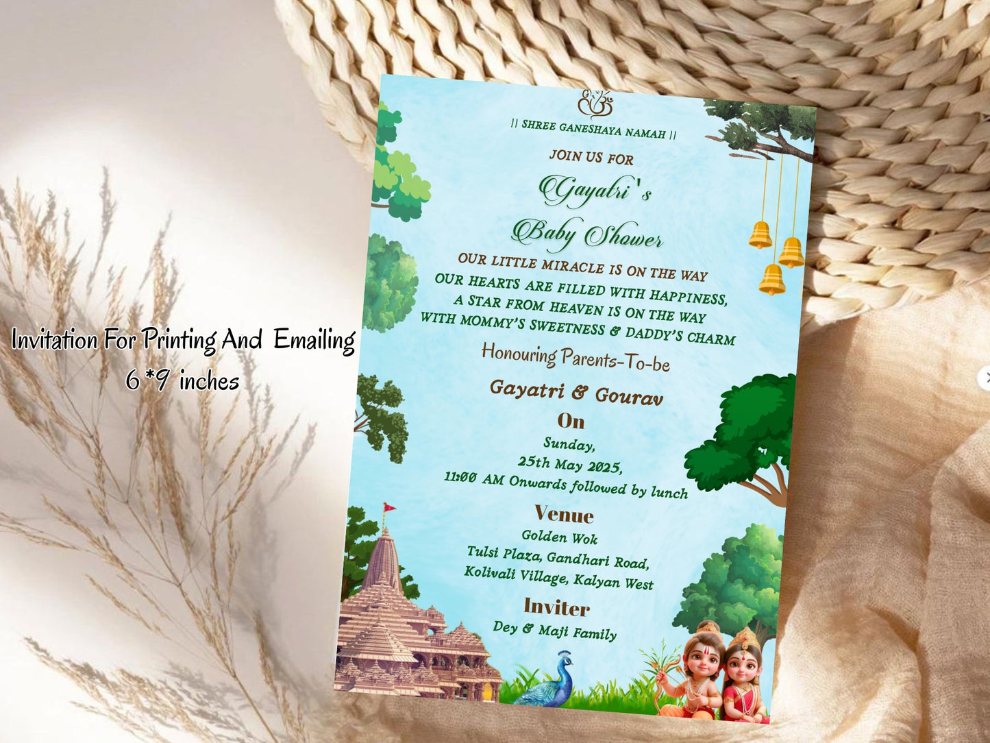 Simple Elegant Baby Shower Invitation – Minimal Chic Baby Shower Card – Printable Template