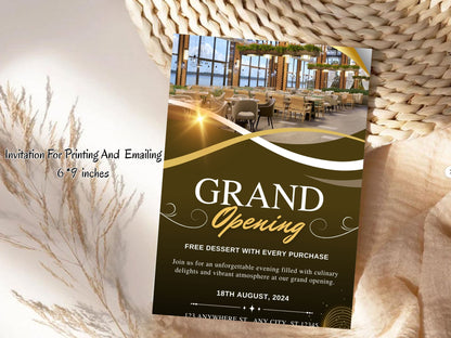 Classic Grand Opening Card Template | Timeless Elegant Business Launch Invitation | Printable & Editable Design