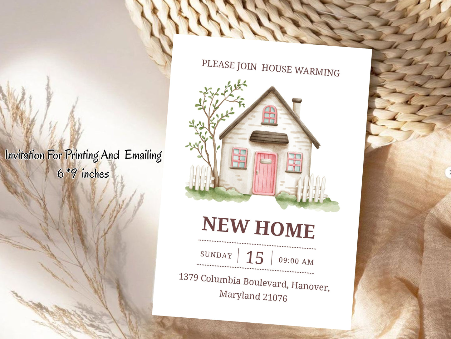 Simple Elegant Housewarming Card – Minimal New Home Invitation – Printable Template