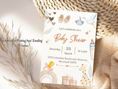 Creative & Elegant Pink Baby Shower Card – Modern Baby Girl Greeting Card