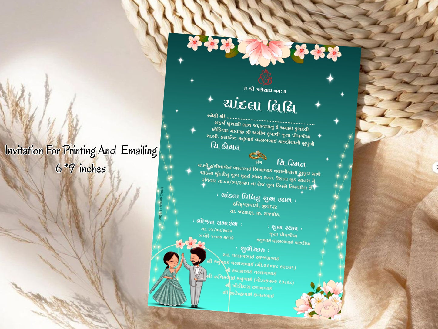 Minimal Elegant Floral Chandla Vidhi Card – Stylish Ceremony Design
