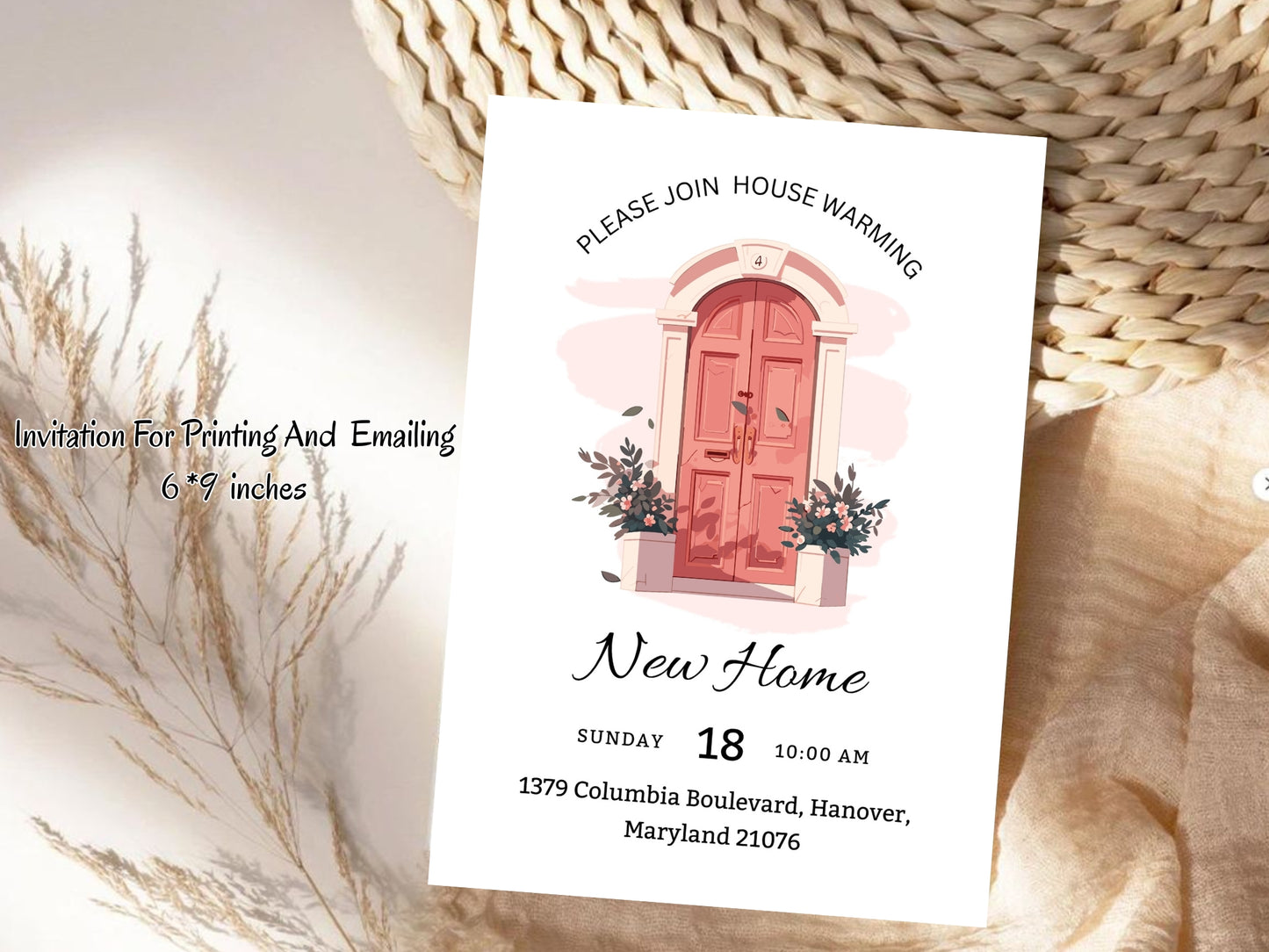 Simple Elegant Housewarming Card – Modern New Home Invitation – Printable Template