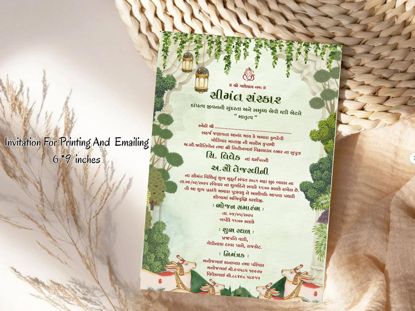 Green Floral Baby Shower Invitation Card | Green Flower Baby Shower Invite | Editable Printable Digital Download