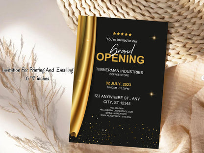 Minimal Elegant Grand Opening Card Template | Modern Clean Luxury Business Launch Invitation | Printable & Editable Design