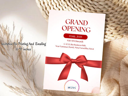 Minimal Grand Opening Card Template | Modern Simple Business Launch Invitation | Clean Printable & Editable Design