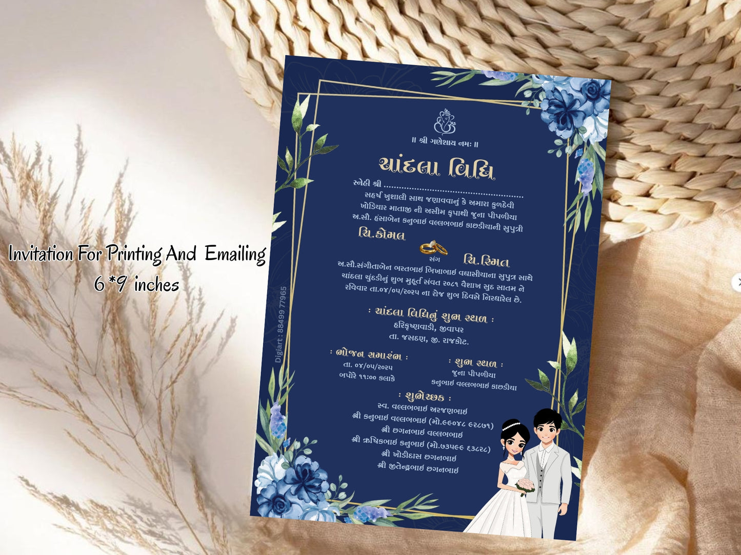 Floral Elegant Chandla Vidhi Card – Sophisticated Ceremony Invitation