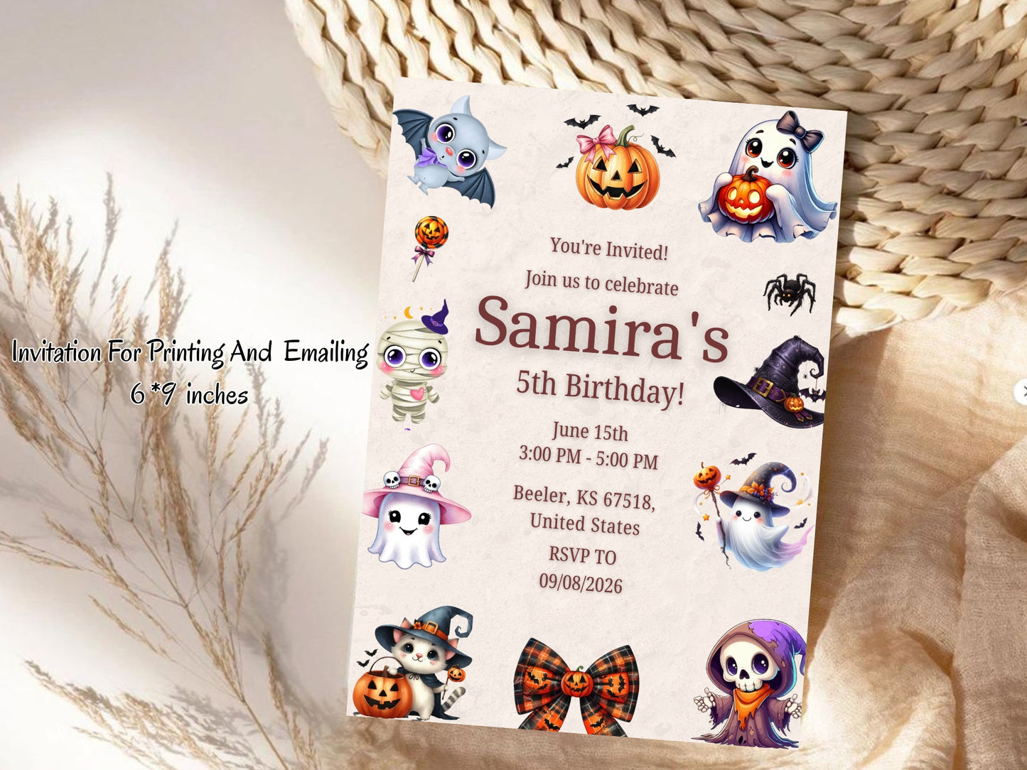 Cute Horror Theme Birthday Invitation Card – Spooky & Fun Party Invite