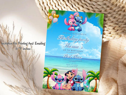 Beach Theme Birthday Invitation Card – Editable Printable Summer Beach Party Invite – Tropical Birthday Invitation