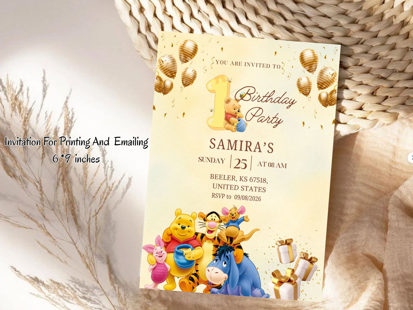 Cartoon Theme Birthday Invitation Card - Kids Birthday Party Invite