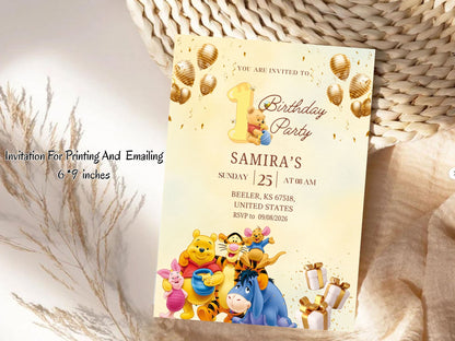 Cartoon Theme Birthday Invitation Card - Kids Birthday Party Invite