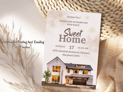 Elegant Housewarming Card – Sophisticated New Home Invitation – Printable Template