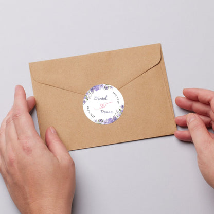 Simple Floral Sticker Design | Minimal Botanical Logo Sticker | Wedding Favor & Small Business Packaging Label