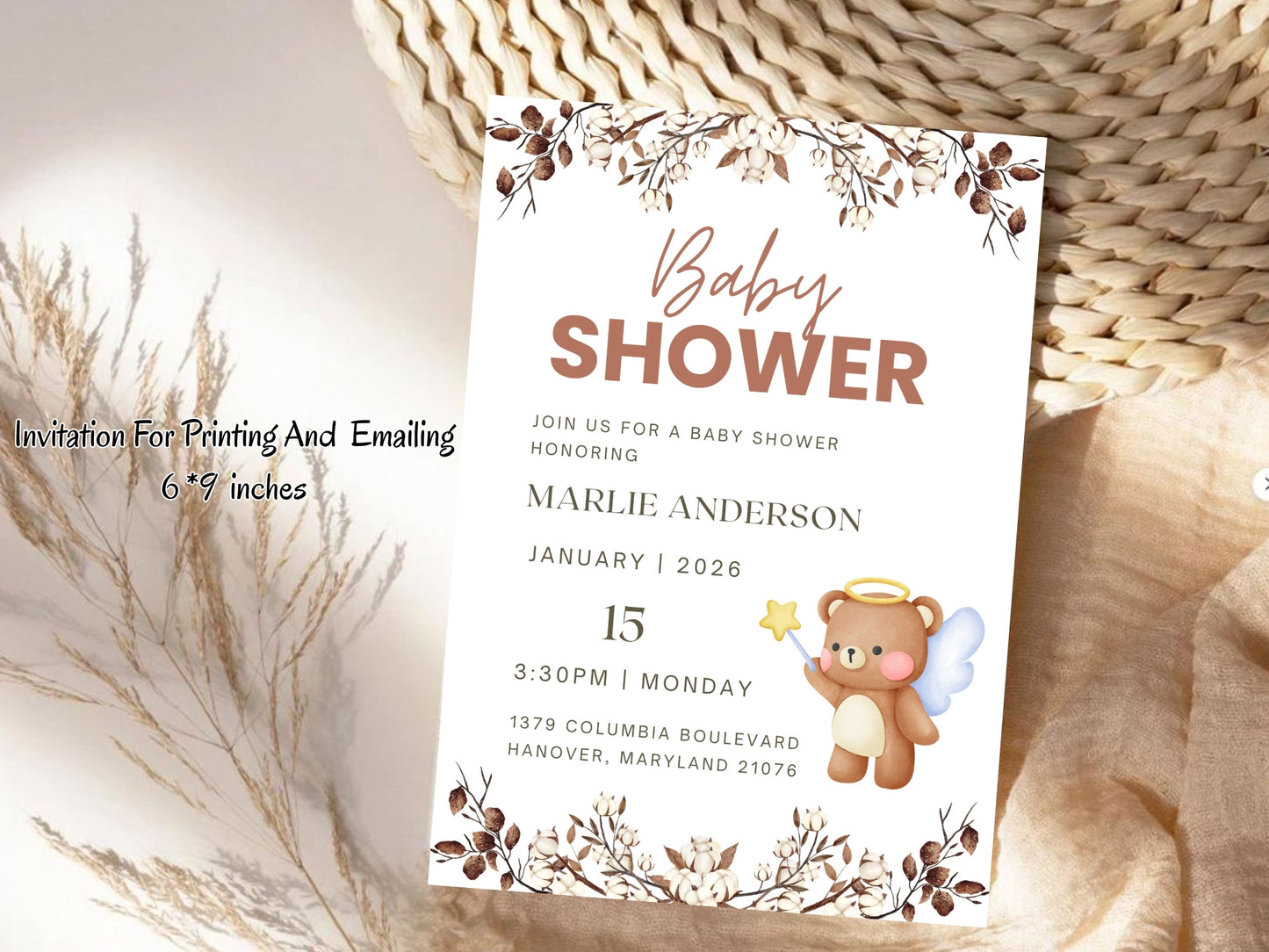 Floral Elegant Invitation Template | Luxury Flower Editable Invite | Instant Download Printable Card