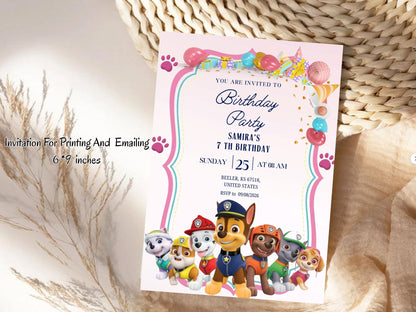 Cute Dog  Theme Birthday Invitation Card - Digital Birthday Invitation