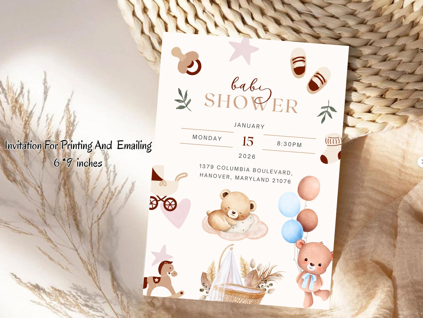 Cute Baby Bear Baby Shower Card – Adorable Teddy Bear Greeting Card