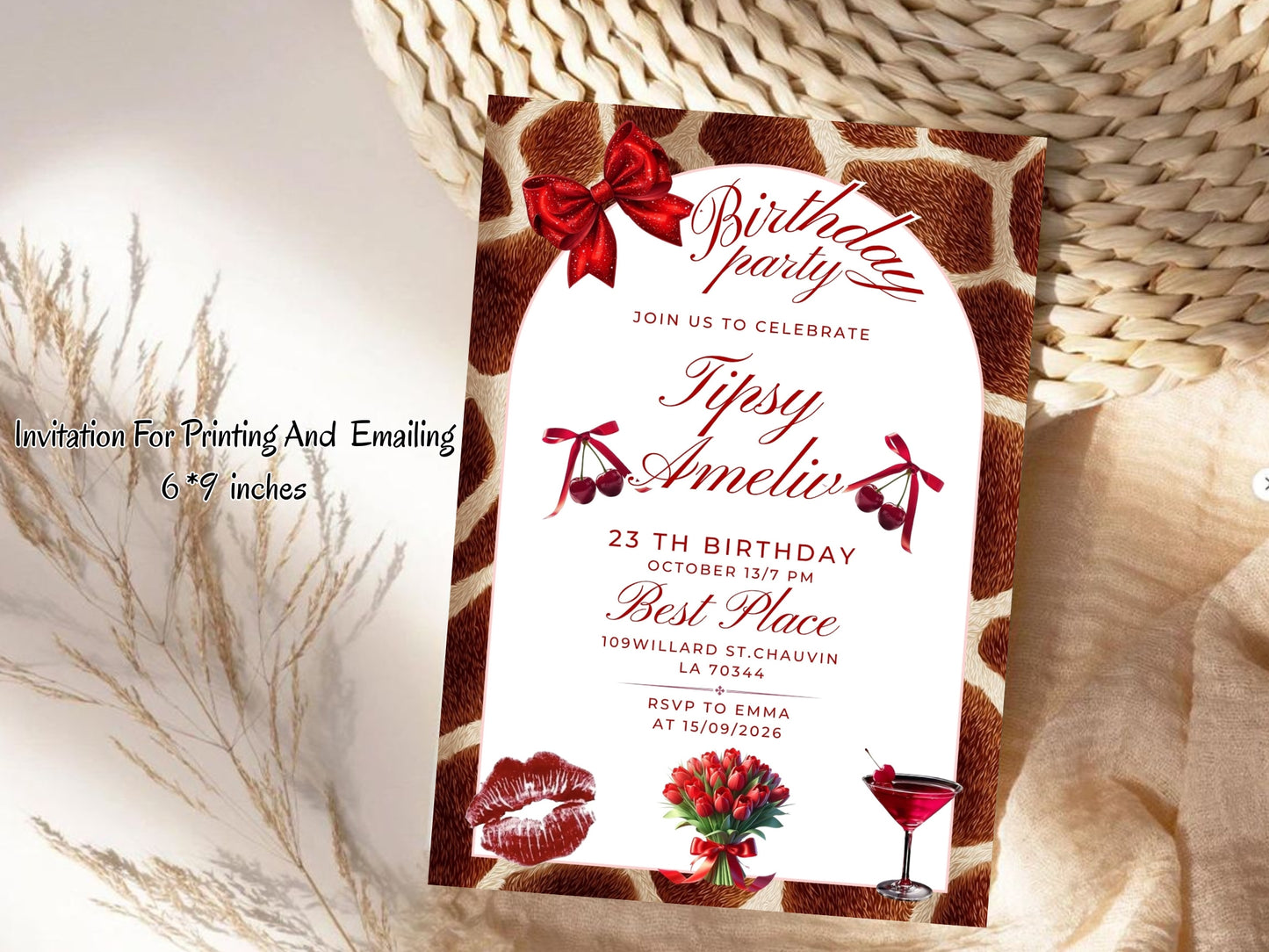 Red Theme Birthday Invitation Card – Bold & Elegant Party Invite