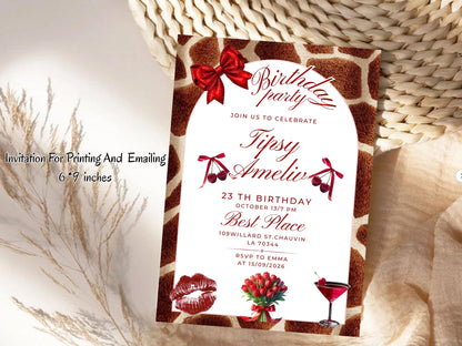 Red Theme Birthday Invitation Card – Bold & Elegant Party Invite