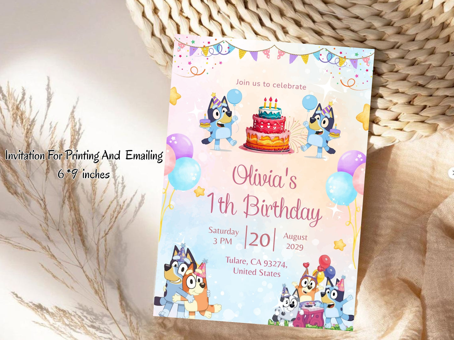 Cartoon Birthday Invitation Card Design for Kids