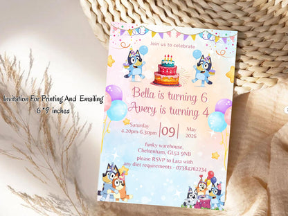Simple Elegant Cartoon Theme Birthday Invitation | Kids Digital Party Invite